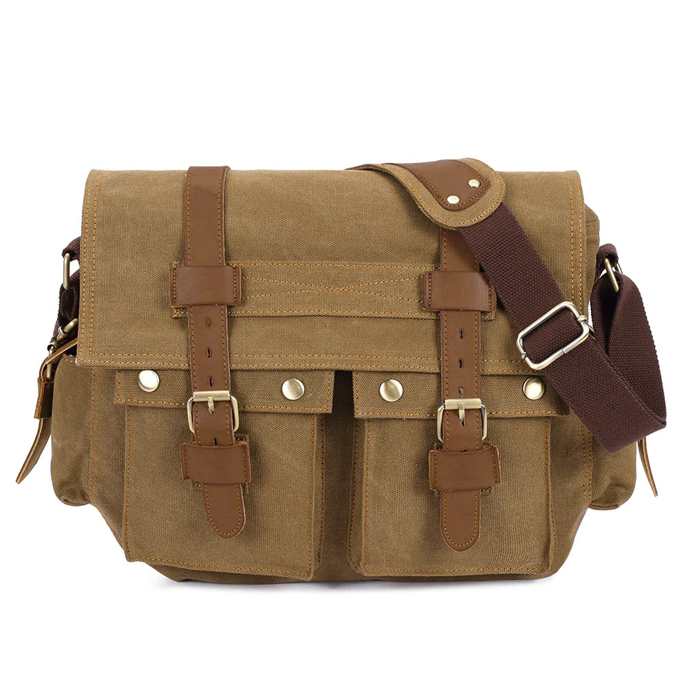 Canvas Messenger Bag - Vintage Crossbody Shoulder Bag Military Satchel