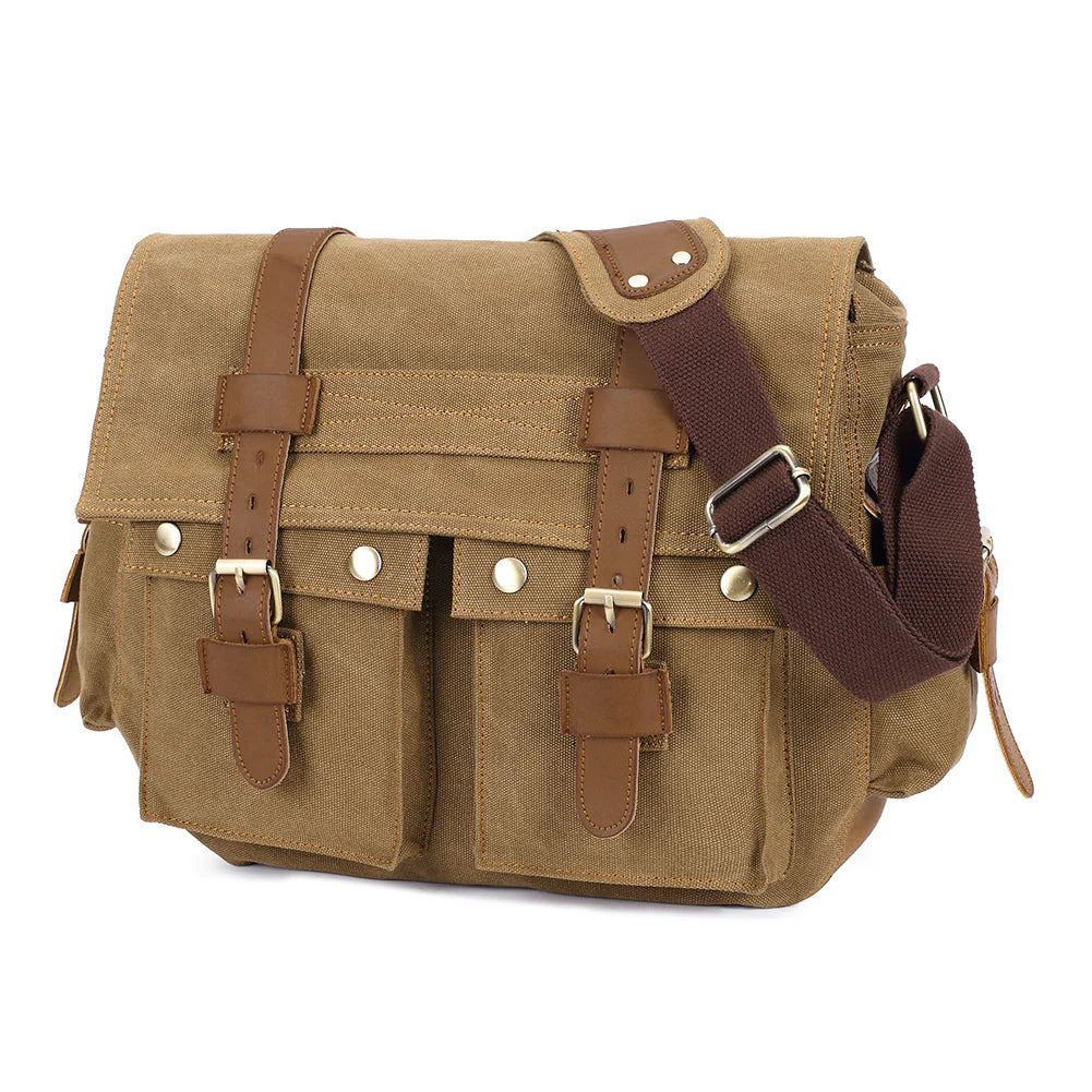 Canvas Messenger Bag - Vintage Crossbody Shoulder Bag Military Satchel