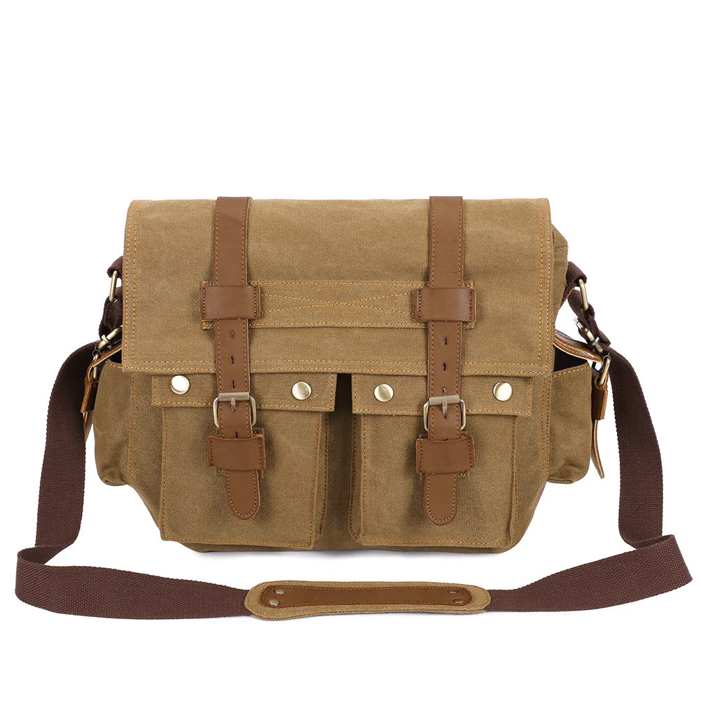 Canvas Messenger Bag - Vintage Crossbody Shoulder Bag Military Satchel