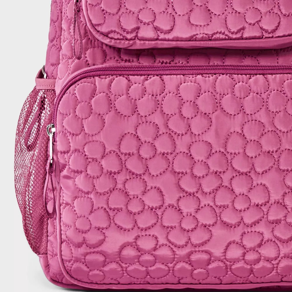 Girls' 16" Two Pocket Quilted Flowers Backpack