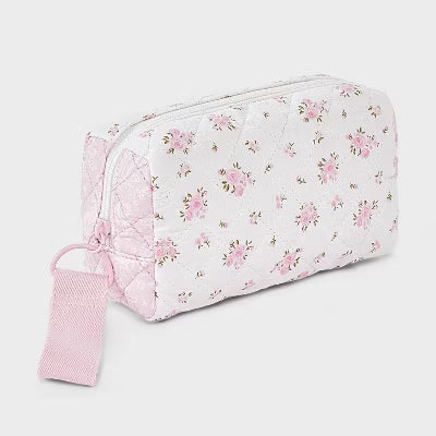 Girls' Floral Quilted Cosmetic Pouch