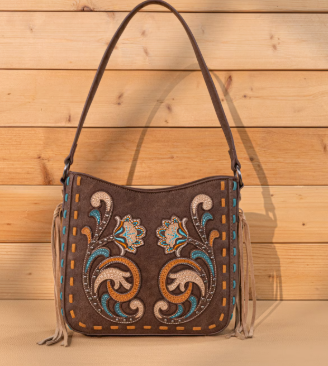 West Western Shoulder Bag for Women Vintage Floral Embroidered Hobo HandBag Stylish Crossbody Purse Ideal Western Purses, Coffee
